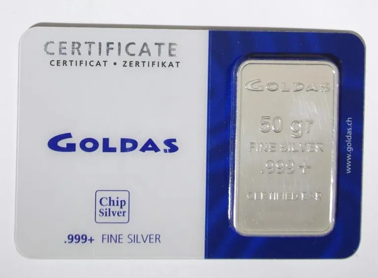 Chip silver bullion bar